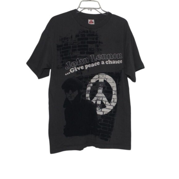 Alstyle Classic John Lennon Give Peace a Chance Charcoal Gray T Shirt Sz L - Picture 4 of 6
